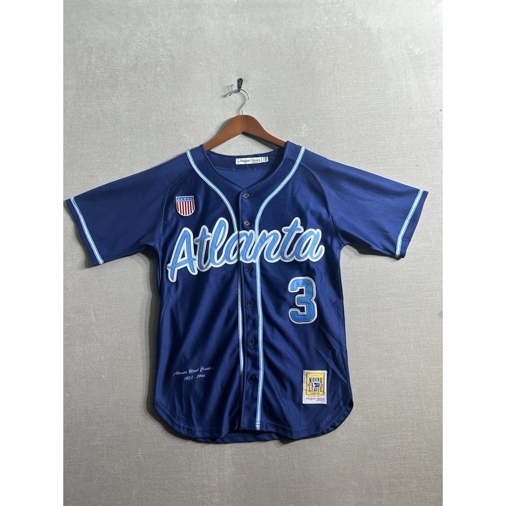 NWTS Atlanta Black Crackers Negro League Baseball Jersey Men's XS Blue Headgear